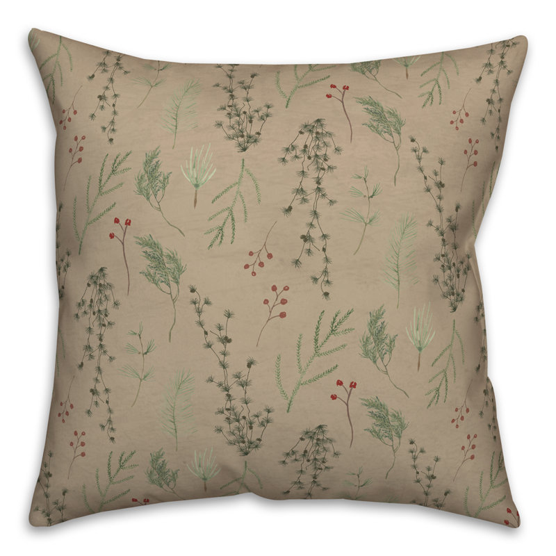 Floral Throw Pillow, Brown