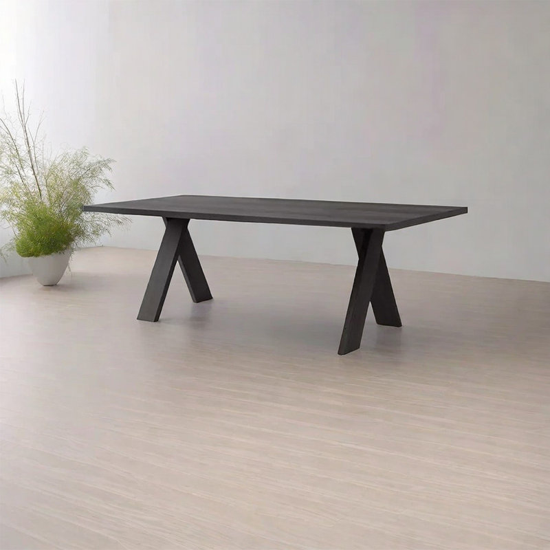 Menides Ash Solid Wood Dining Table, Black, 27.56" W x 55.12" L