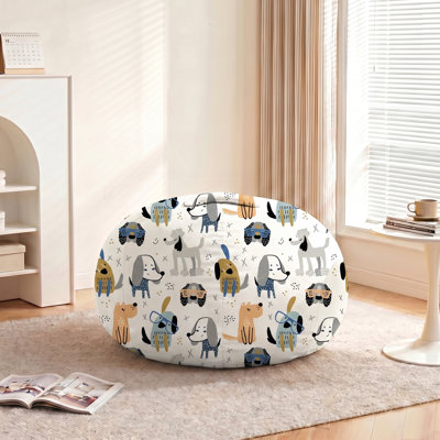 Fauteuil à billes 2,5 pi en velours et chenille pour enfants de 2,5 pi, rembourré de mousse haute densité, doux et confortable pour la salle de jeux, la chambre à coucher et le salon