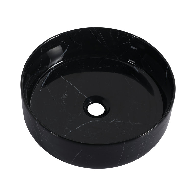 Lavabo de salle de bain rond en céramique, Noir / blanc