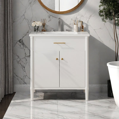 Meuble-lavabo 31 po avec lavabo, armoire de salle de bain avec portes à fermeture douce et tablette réglable