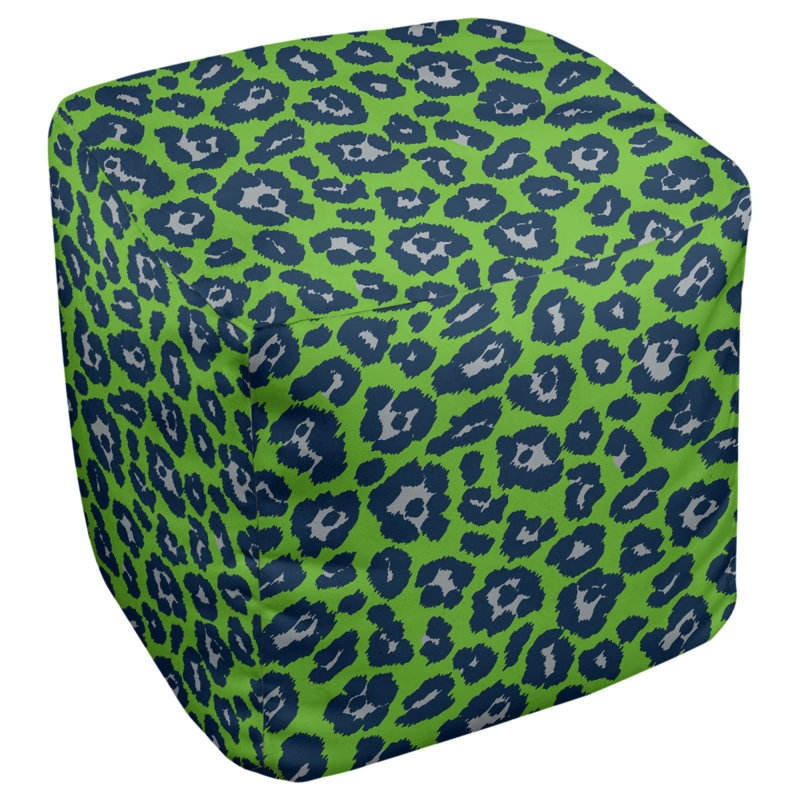 Repose-pieds carré carré à imprimé animal, Mélange de polyester vert / noir / gris, H 18 po x l 18 po x P 18 po