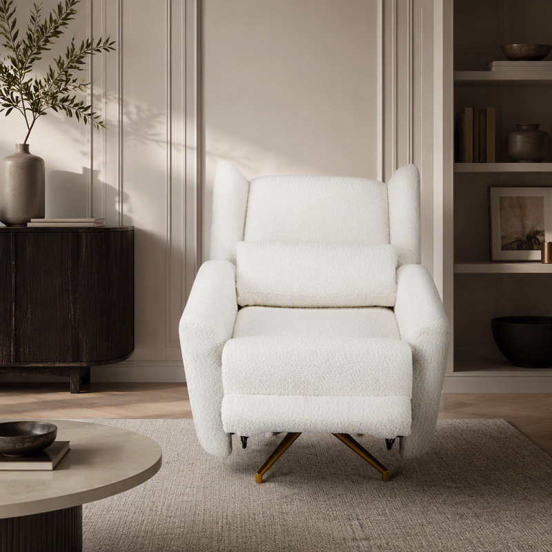 Fauteuil inclinable électrique pivotant, rembourré Boucle 360 ° avec base 5 étoiles - beige, Beige Boucle