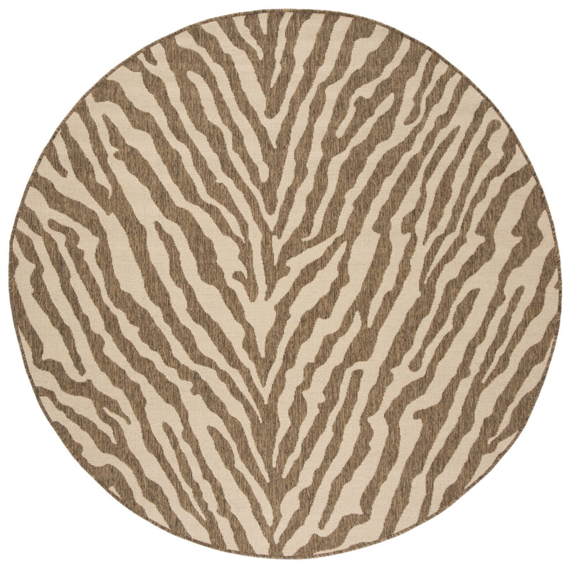 Kirkman Animal Print Hand Woven Indoor / Outdoor Area Rug, Round 201 cm