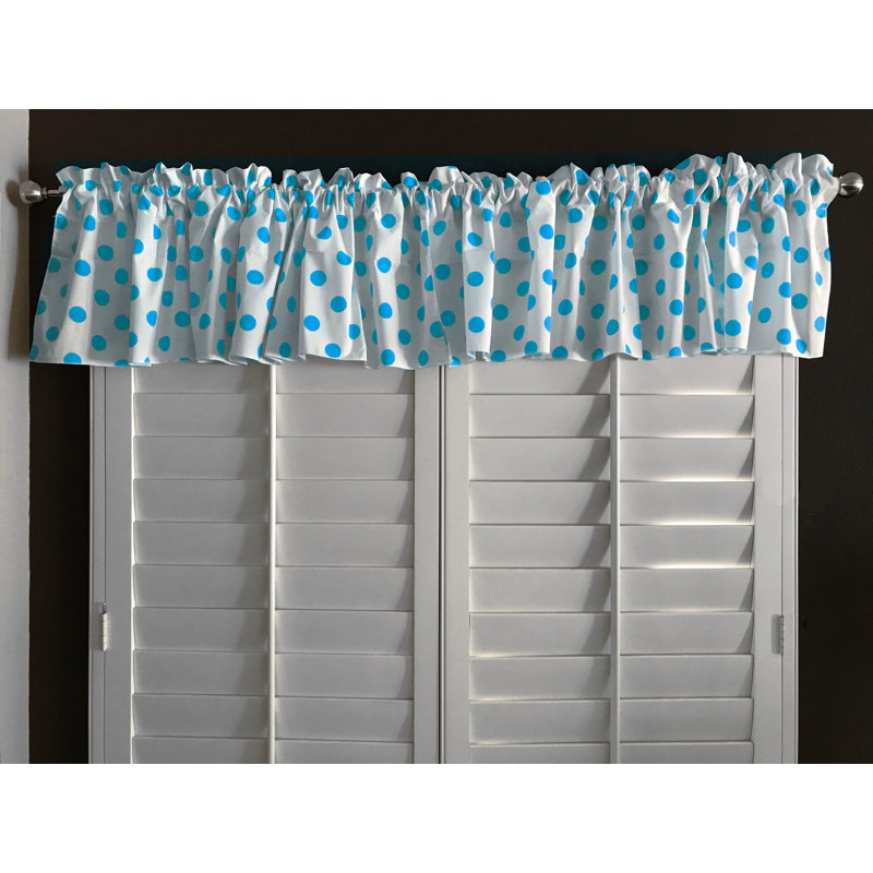 Cantonnière sur mesure en mélange de coton à pois 58 po Chrisman, L 58 po x L 18 po, Blanc / turquoise