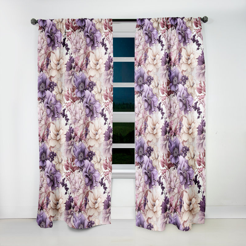 Paire de rideaux en velours floral Ethereal, L 52 po x L 95 po