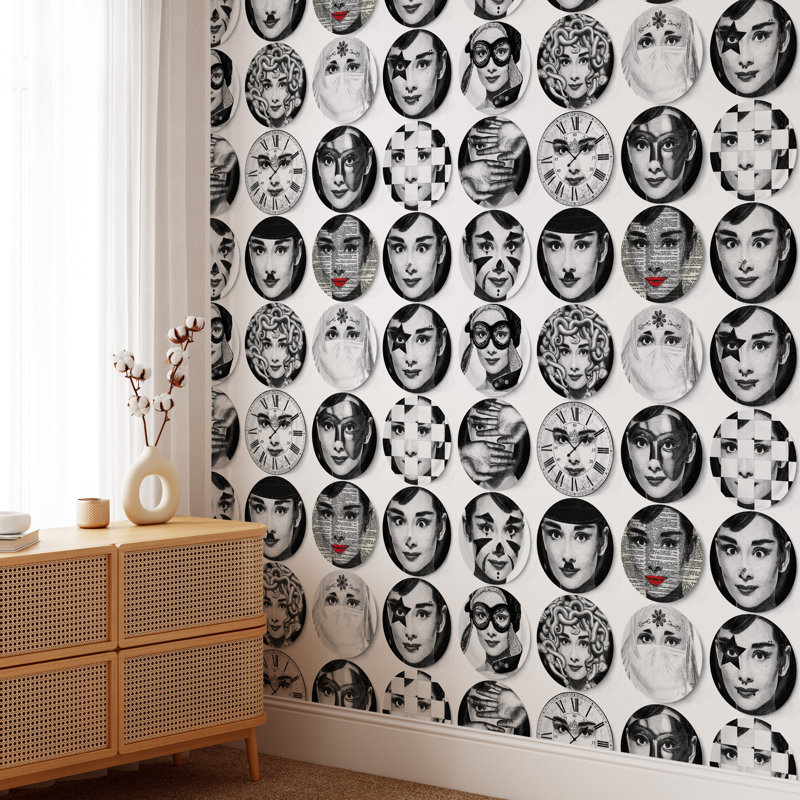Decorative Plates Wallpaper, Grey