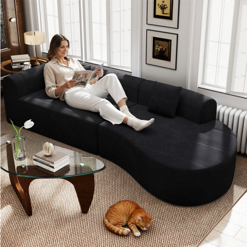 3 Seater Sofa, Black Corduroy