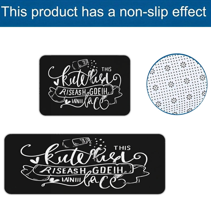 Ensemble de 2 tapis de cuisine noirs et noirs de style tableau noir pour le décor, comptoir de cuisine, noir