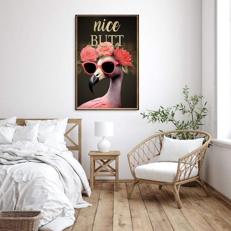 Flamingo Nice Butt - 1 Piece Rectangle Graphic Art Print On Wrapped Canvas, H 36 po x l 24 po x P 1,25 po