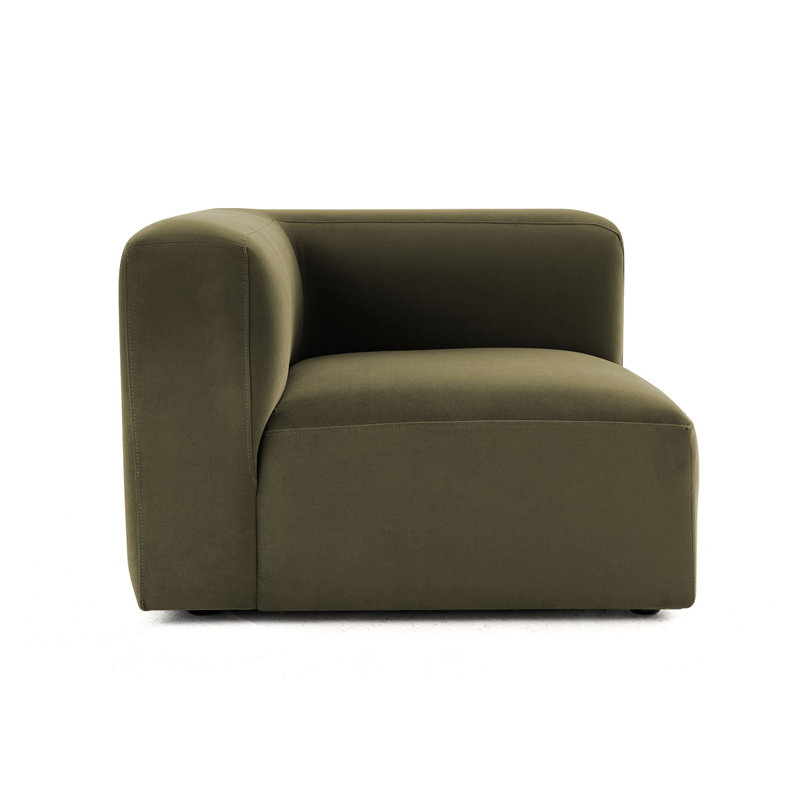 Fauteuil d'angle simple pour canapé modulaire convertible, Vert olive