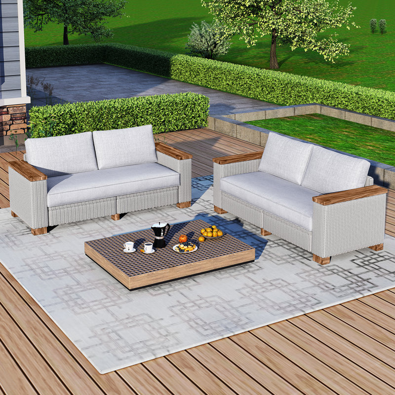 Revaan 62.9'' Wide Metal Patio Sofa with Cushions