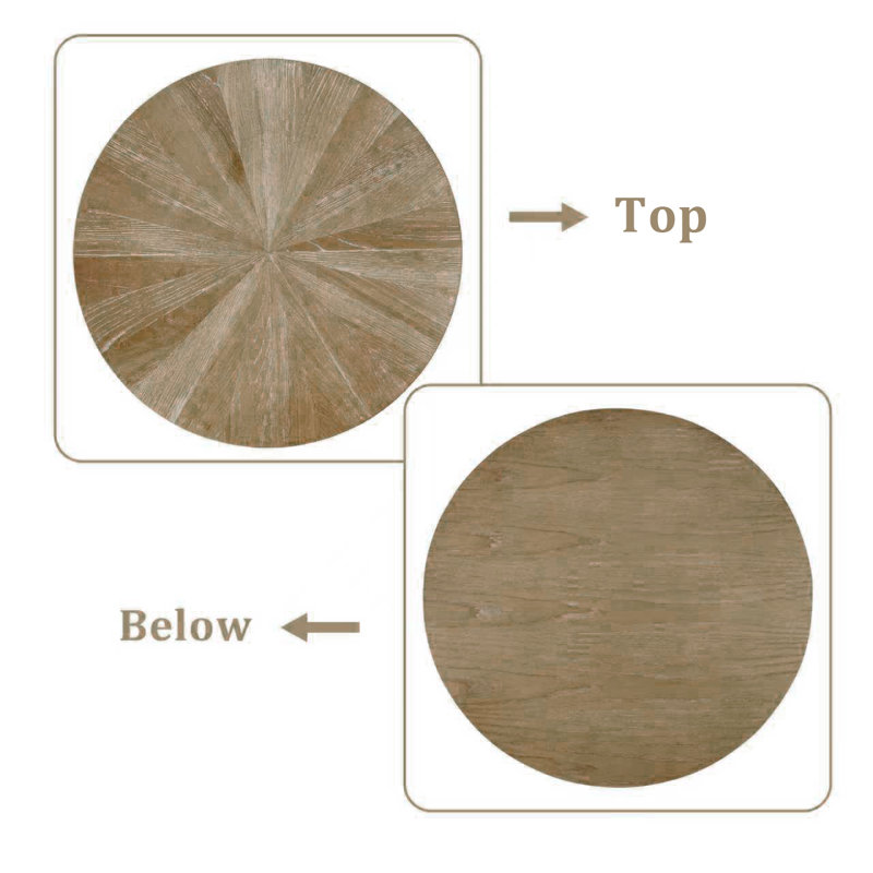 Table de bout ronde en bois à deux niveaux, Marron foncé