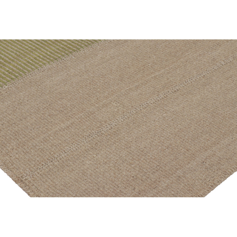 Rug & Kilim’S Contemporary Kilim With Textural Beige And Green Stripes