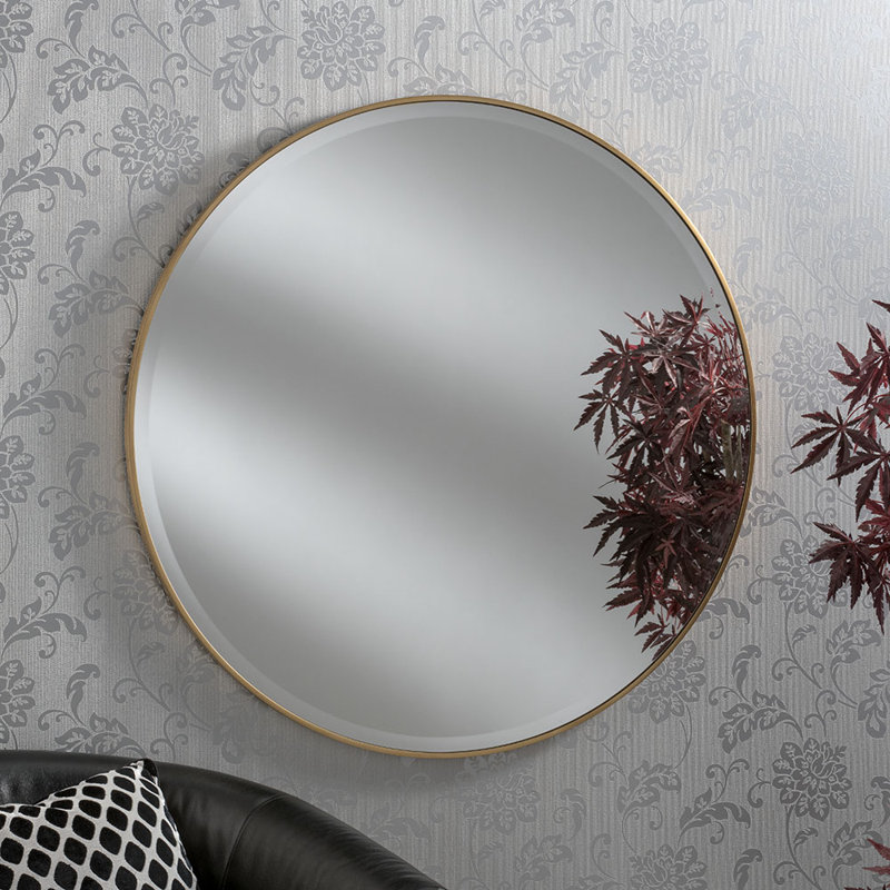 Arjay Wood Wall Mirror, 60cm H x 60cm W, Gold