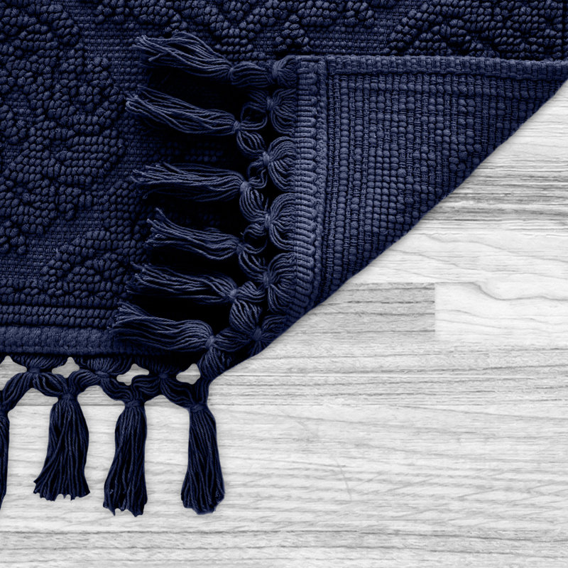 Ricardo 100% Cotton Bath Rug, Indigo, 17" W x 31" L