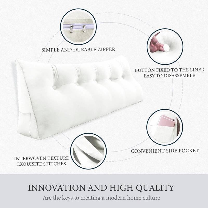 Wedge Reading Pillow, 50cm H x 80cm W, Beige