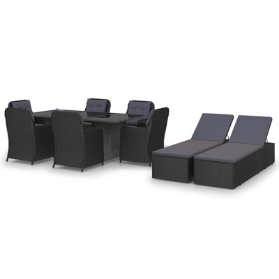 Ensemble repas d'extérieur rectangulaire L 78,7 po pour 6 personnes Adreonna