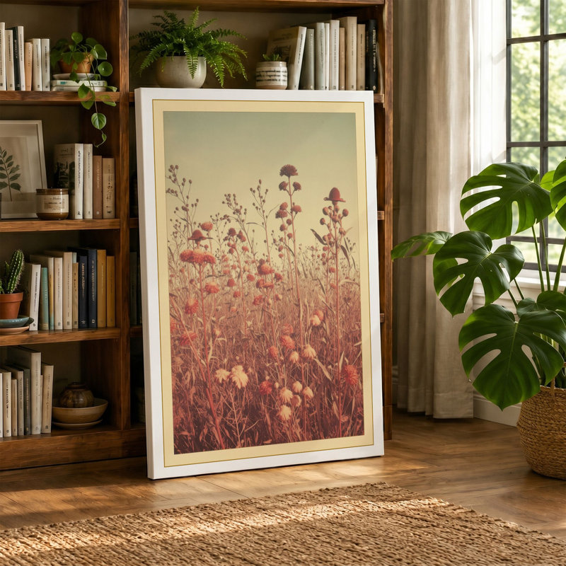 Wildflower Field at Dawn Japandi - Wrapped Canvas, 36x24 - 91.4 x 61.0 cm, White Border