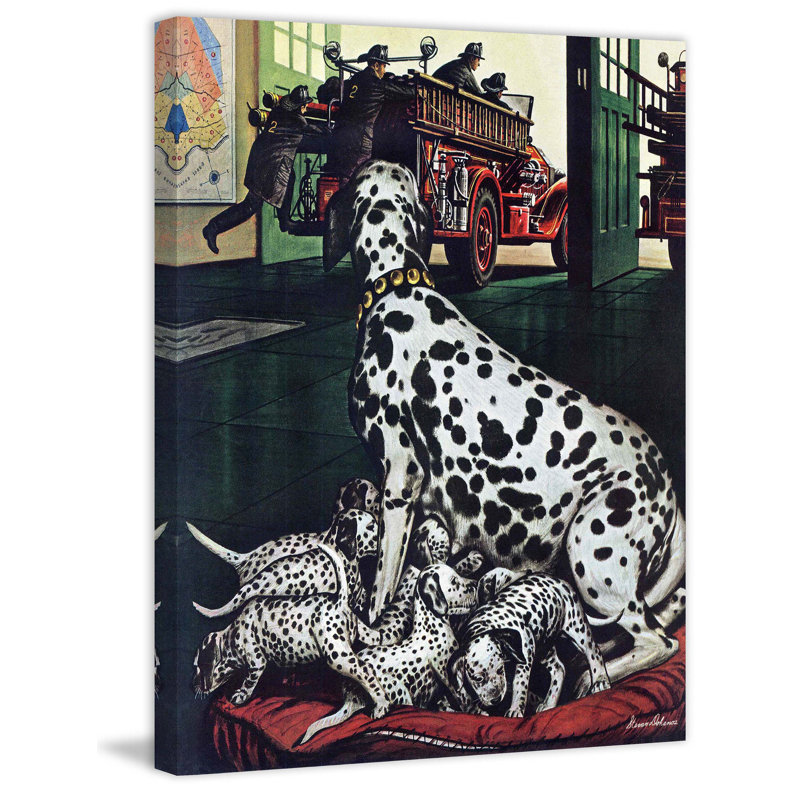 «Dalmatian and Pups» par Stevan Dohanos, reproduction sur toile tendue, H 36 po x l 30 po