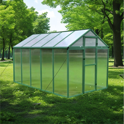 Serre de 6 pi x 10 pi - Polycarbonate robuste pour cour toute saison avec base surélevée et ancrage, amélioration de la qualité de l'air de jardin en aluminium