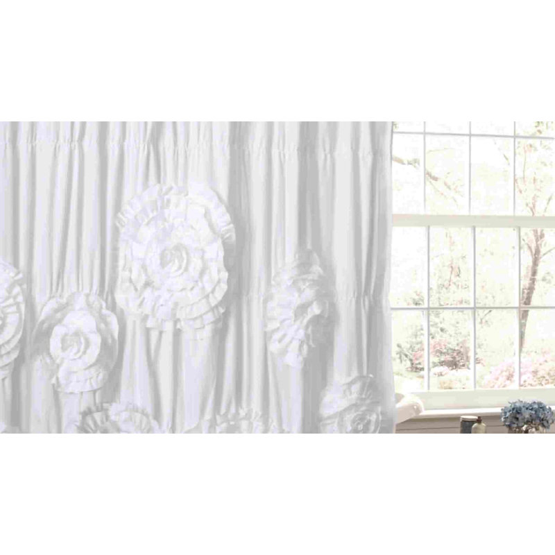 White Polyester Ruffled Flower 72" x 72" Shower Curtain