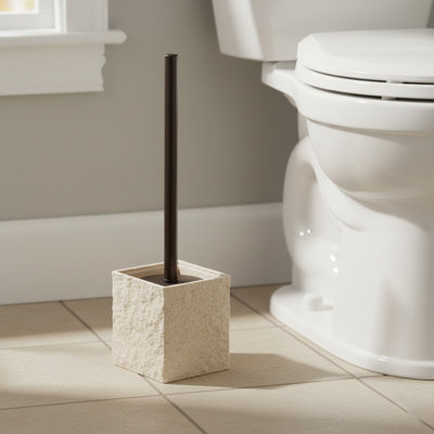Ensemble de brosse de toilette carrée et porte-pierre effet pierre