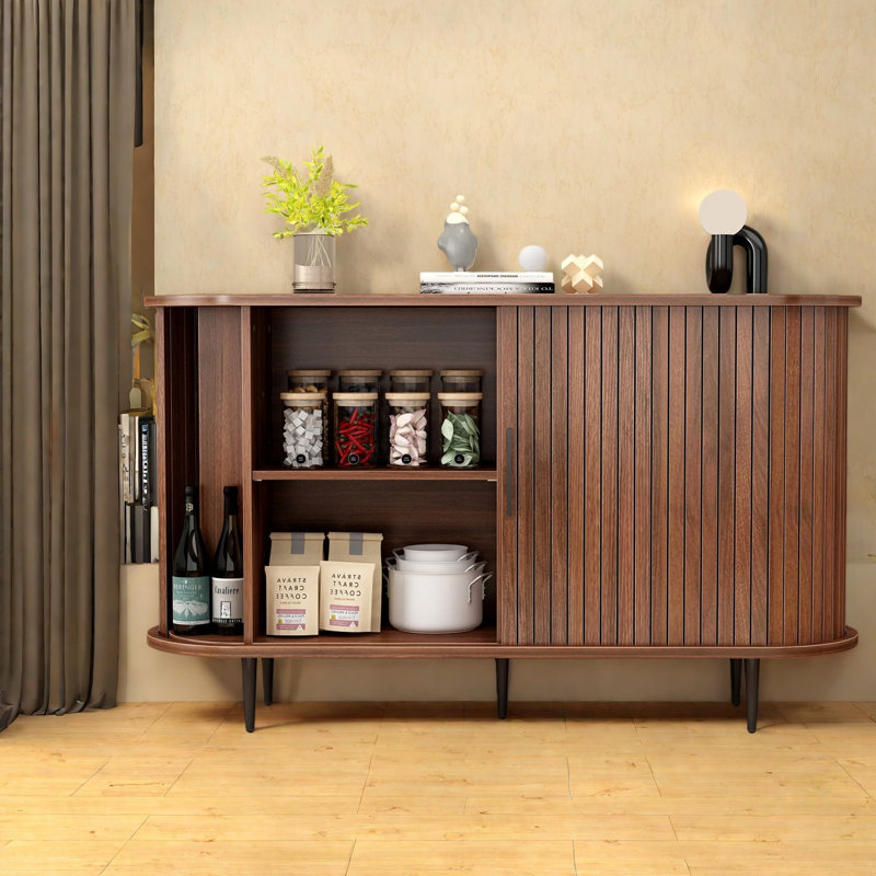 Buffets et armoires de rangement spacieux, armoire de salle à manger en MDF noyer moderne
