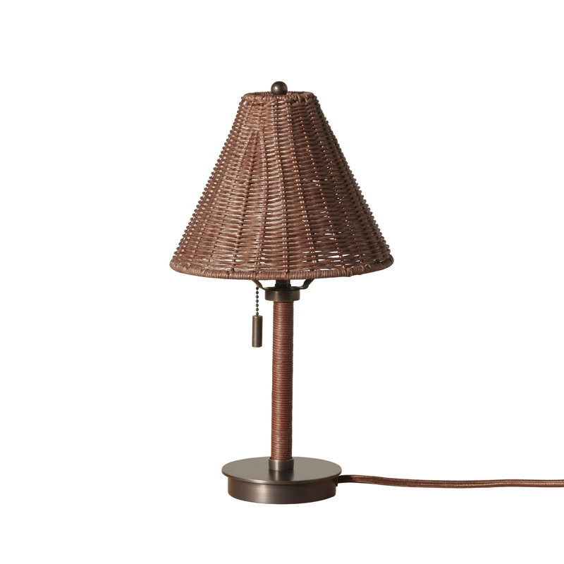 Delphine Wicker Mini Lamp in Dark Brown