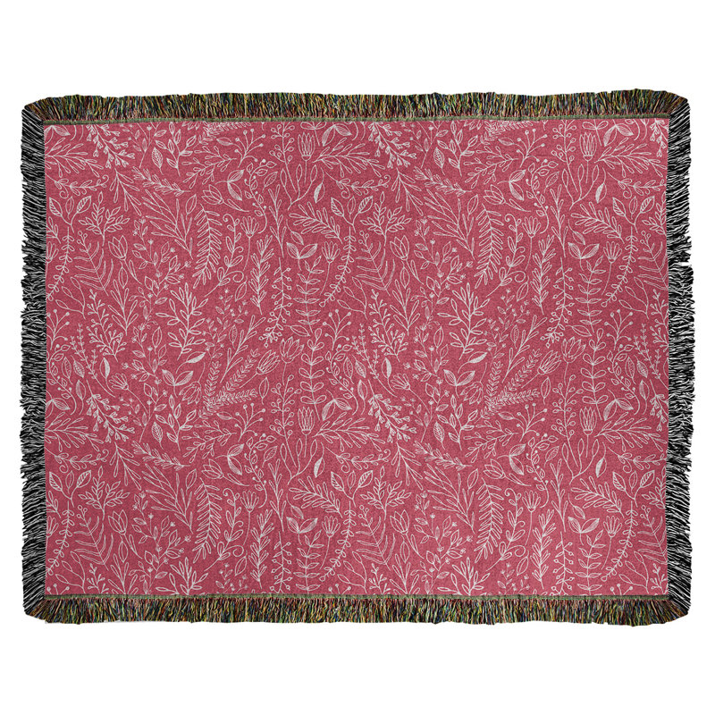 Katelyn Elizabeth Hand Woven Throw Blanket, 37" W x 52" L, Red/White