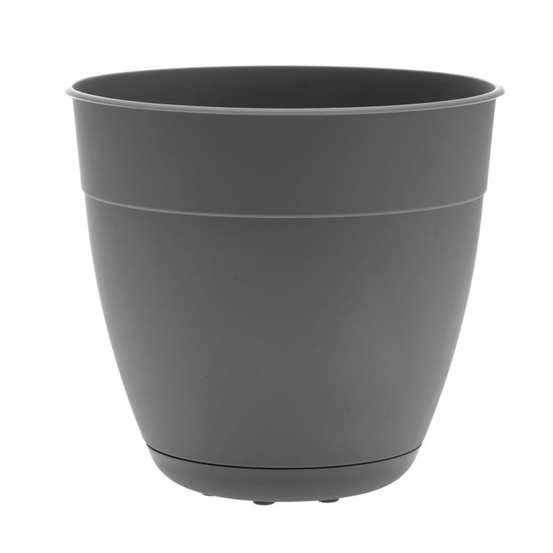 Elaena Recycled Plastic Pot Planter with c, 11" H x 12" W x 12" D, Charcoal