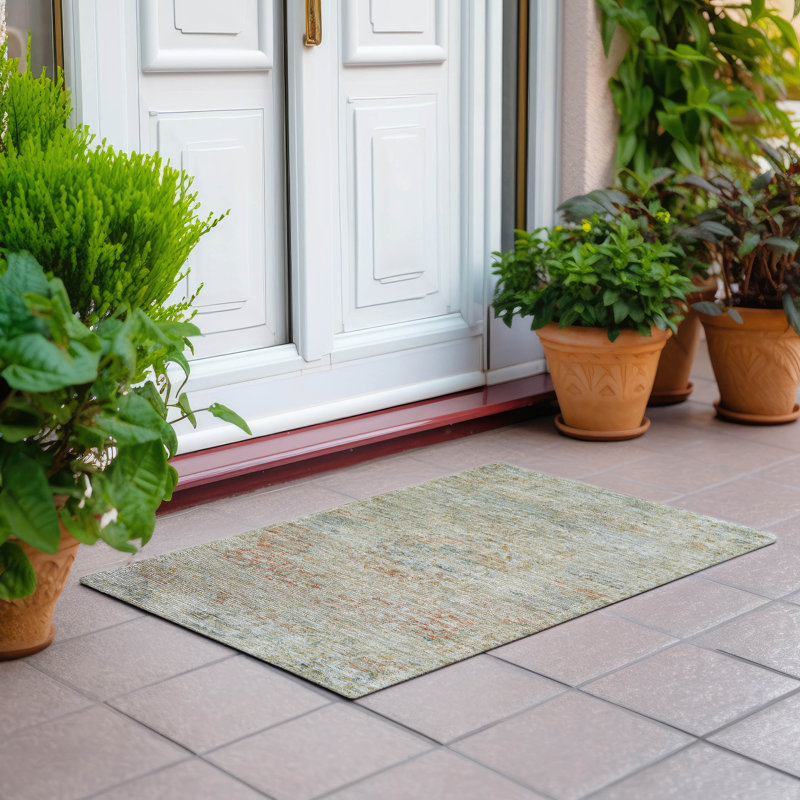 Tapis brun clair intérieur / extérieur lavable à la machine Claudian ACN1636, Rectangle 1 pi 8 po x 2 pi 6 po