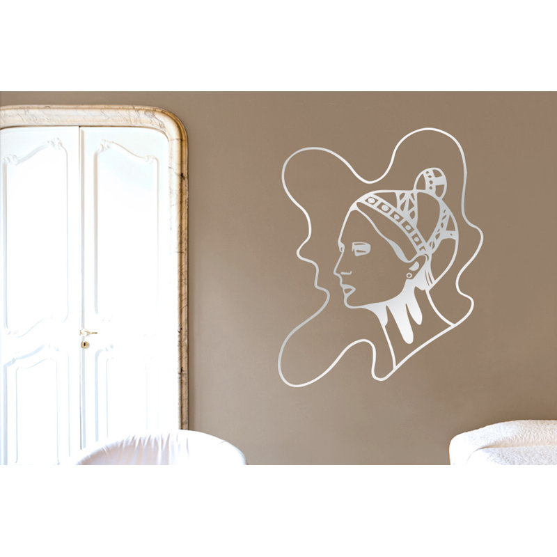 Art Nouveau Women Wall Sticker, Medium, Shiny Silver