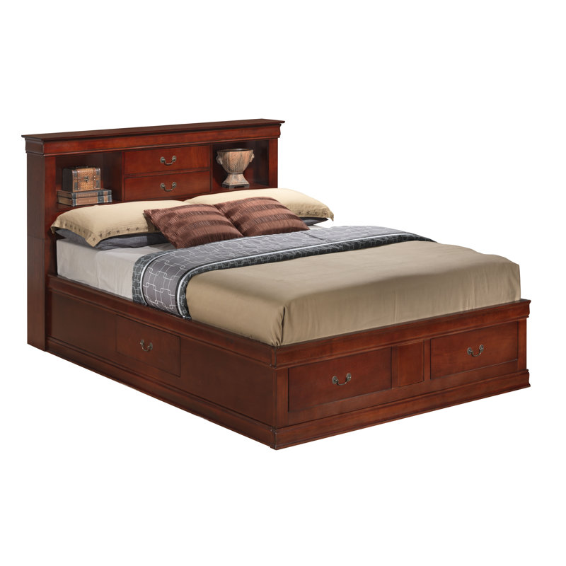Citronelle Bookcase Storage Bed, King, Cherry