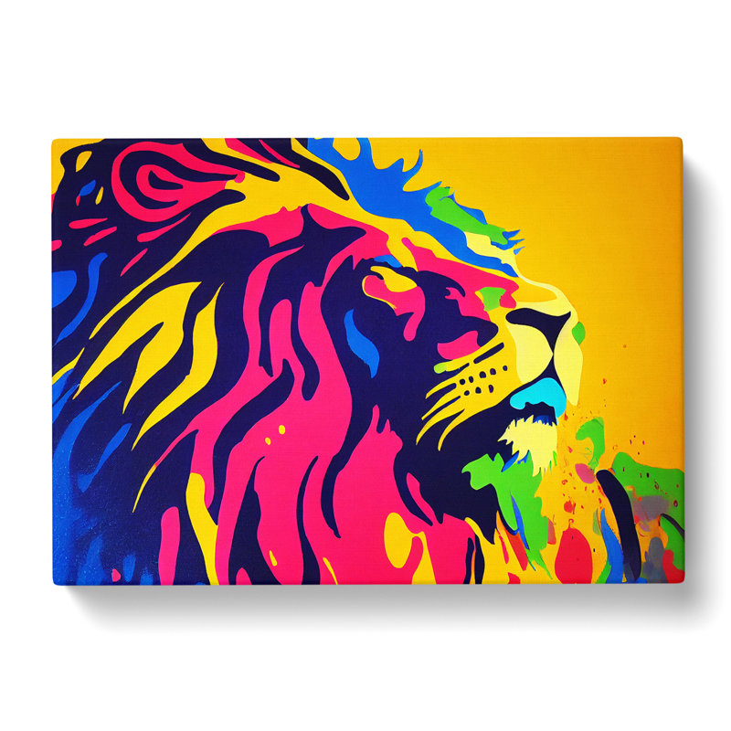 Painted Lion Abstract - Wrapped Canvas Print, 40cm H x 60cm W x 3cm D