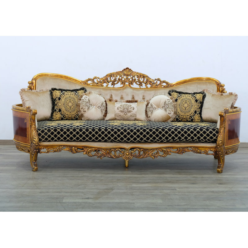 Maggiolini Sofa, Black/Gold/Light Brown, Dark Gold