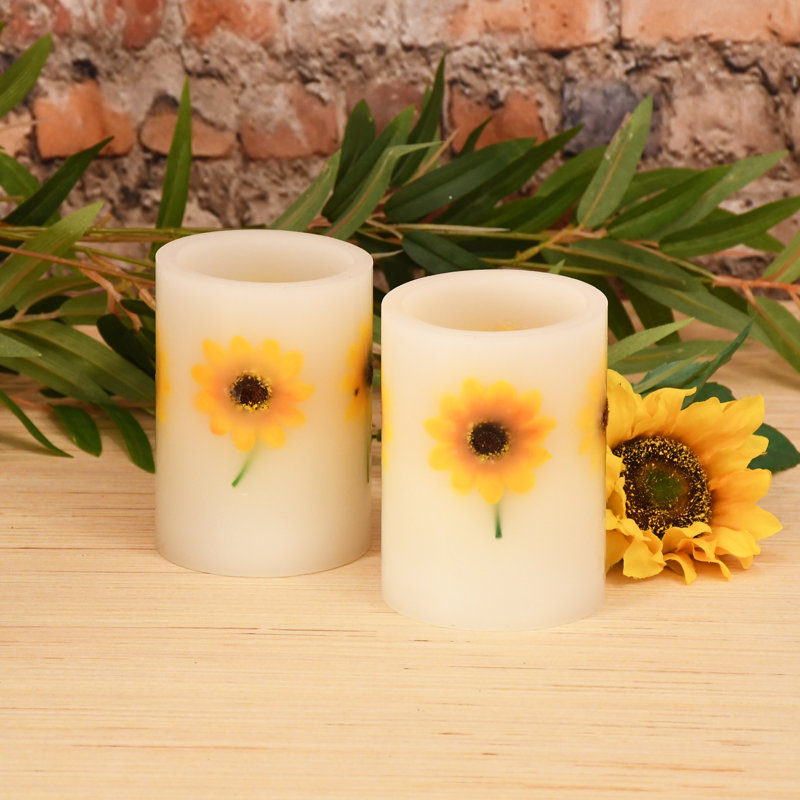 Dried Flowers Battery Operated Wax LED Candles
