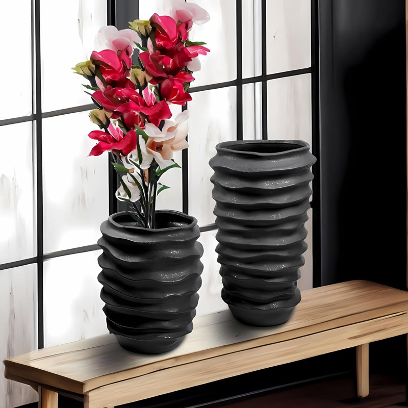 Ashalee Ceramic Table Vase Set, Black
