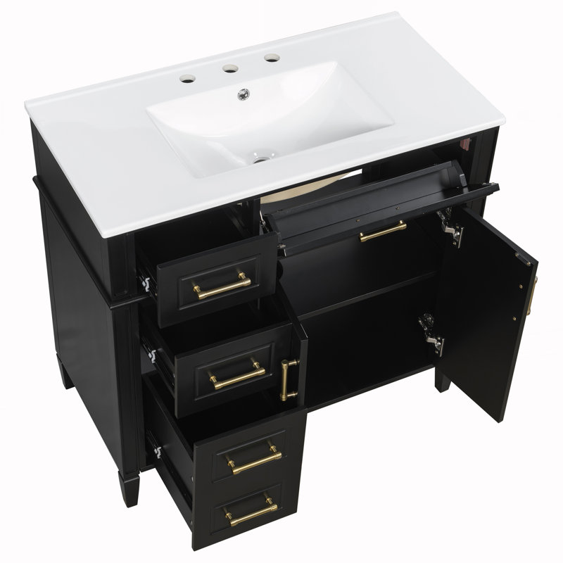 Meuble-lavabo de salle de bain avec lavabo, Black