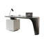 Bureau gris en demi-cercle en acier fritté gris, 2 tiroirs-1038889309