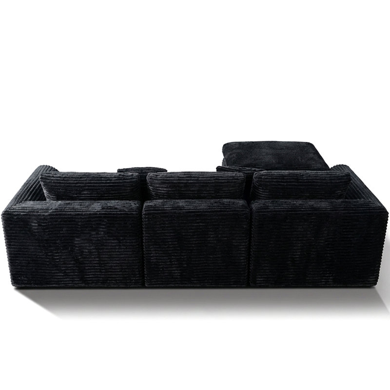 Canapé en éponge sans os de 108 pouces à haute résilience avec densité 30, coussins à double couche en forme de nuage, plusieurs options de combinaison