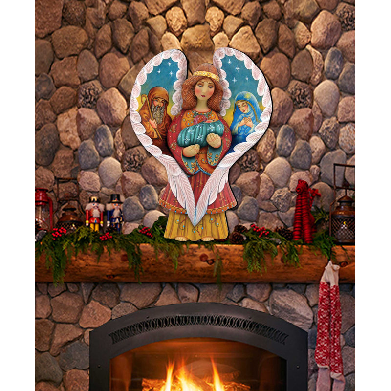 Décoration murale de Noël ange en bois Heyworth