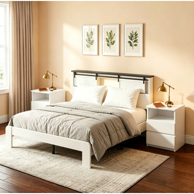 3-Piece Farmhouse Bedroom Set with LED and Charging Station