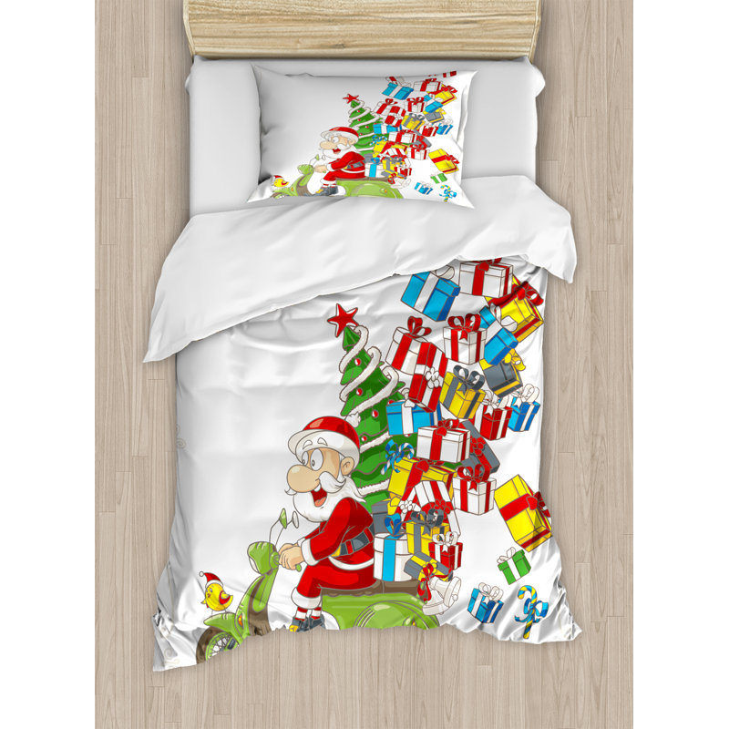 Christmas Modern & Contemporary Polyester Duvet Cover, Twin Duvet Cover + 1 Pillow Sham, Christmas Tree