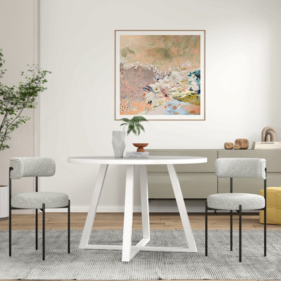 Ensemble de salle à manger 3 pièces, table à manger à tréteaux et 2 fauteuils bouclés