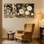 Scénario et paysages urbains, motifs floraux botaniques en or et noir, ensemble de 3 impressions sur toile-647412051