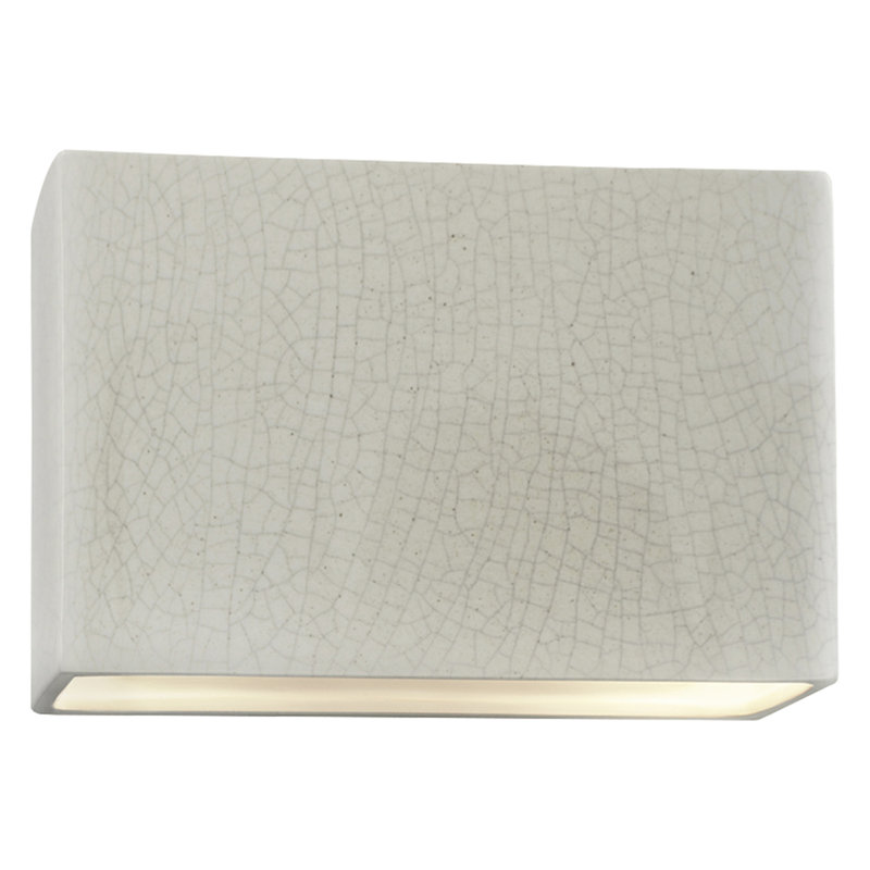 Bergen Beach Ceramic Wall Light, White Crackle, 8" H x 16.5" W x 4" D, LED
