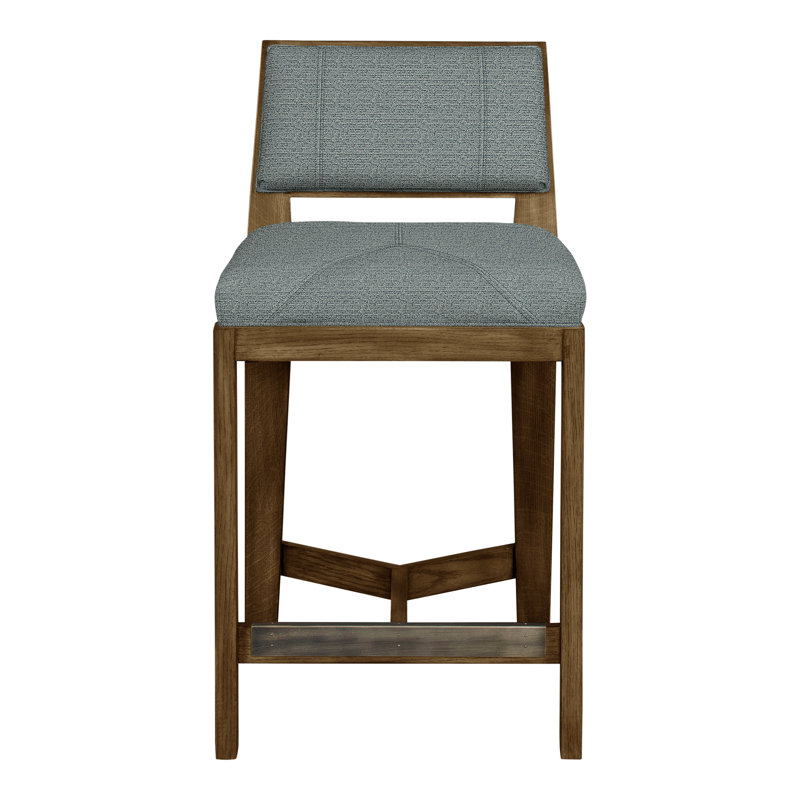 Scoville By Thom Filicia Upholstered Counter Stool with Solid Wood Frame, Navajo, Cobalt Tuck