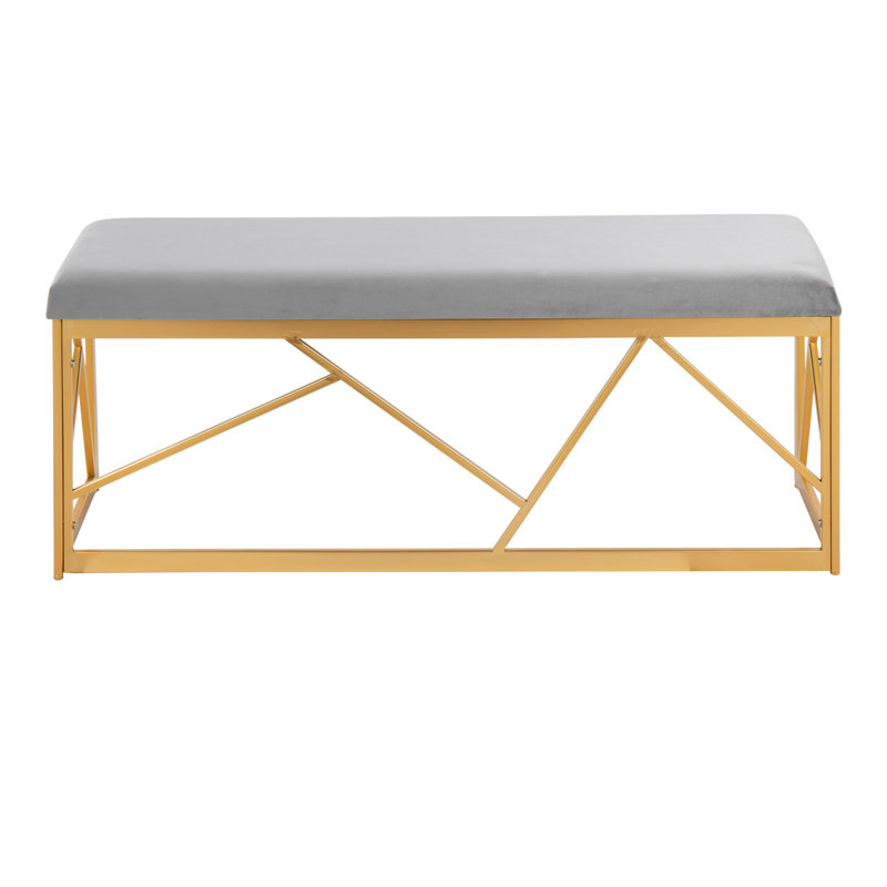 Banc en velours Lopez, gris