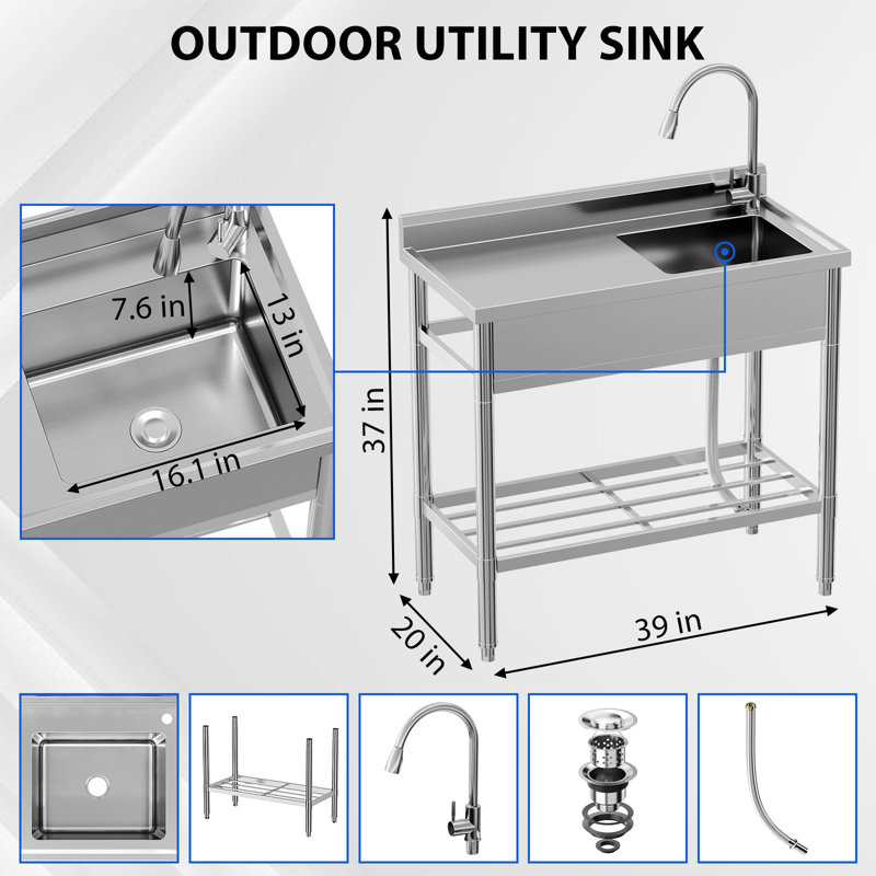 Stainless Steel Laundry Sink with Faucet